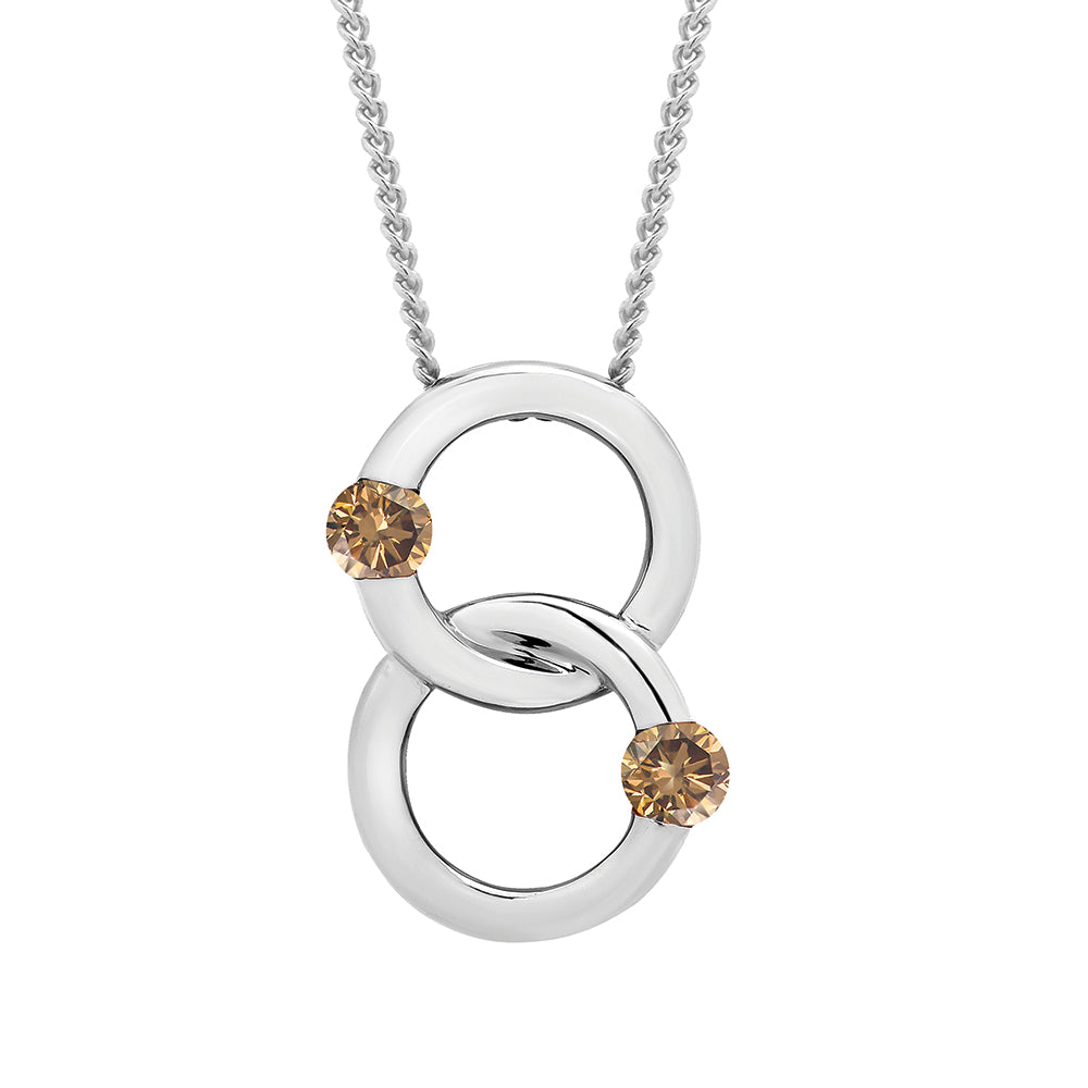 9Ct White Gold Infinity Slider Australian Chocolate Diamonds 5-7 Pendant