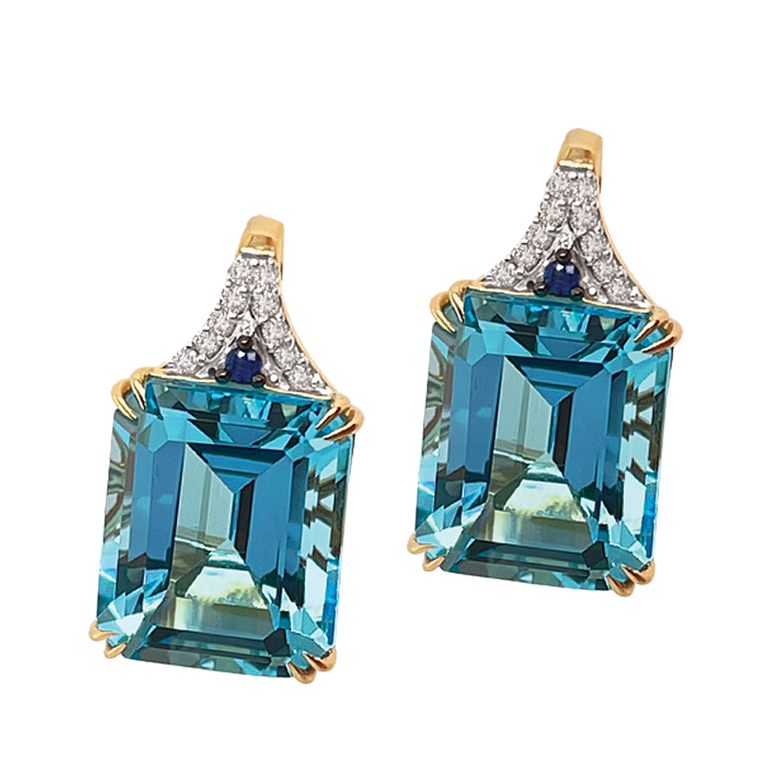 Gem Treasures 18x9mm Blue Moon Turquoise, Topaz & Zircon Earrings main image 0