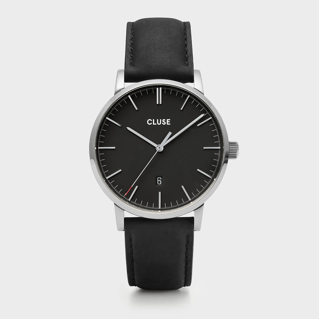Cluse Arvis Leather Silver Black Dial Analoque Quartz Watch
