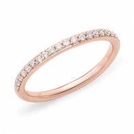9Carat Rose Gold Ring Dia 21=.21Ct Si3 Jk Bead Set