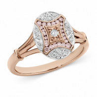 9Ct Pink And White Diamond Ring