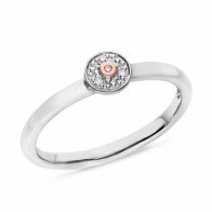 9K Wg/Rg Ring Dia 3=.015Ct Si3 Jk 1=.005Ct Pink-B App. Fine Claw Set Halo Cluster Ring