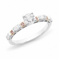 18Ct White Gold White And Pink Diamond Ring