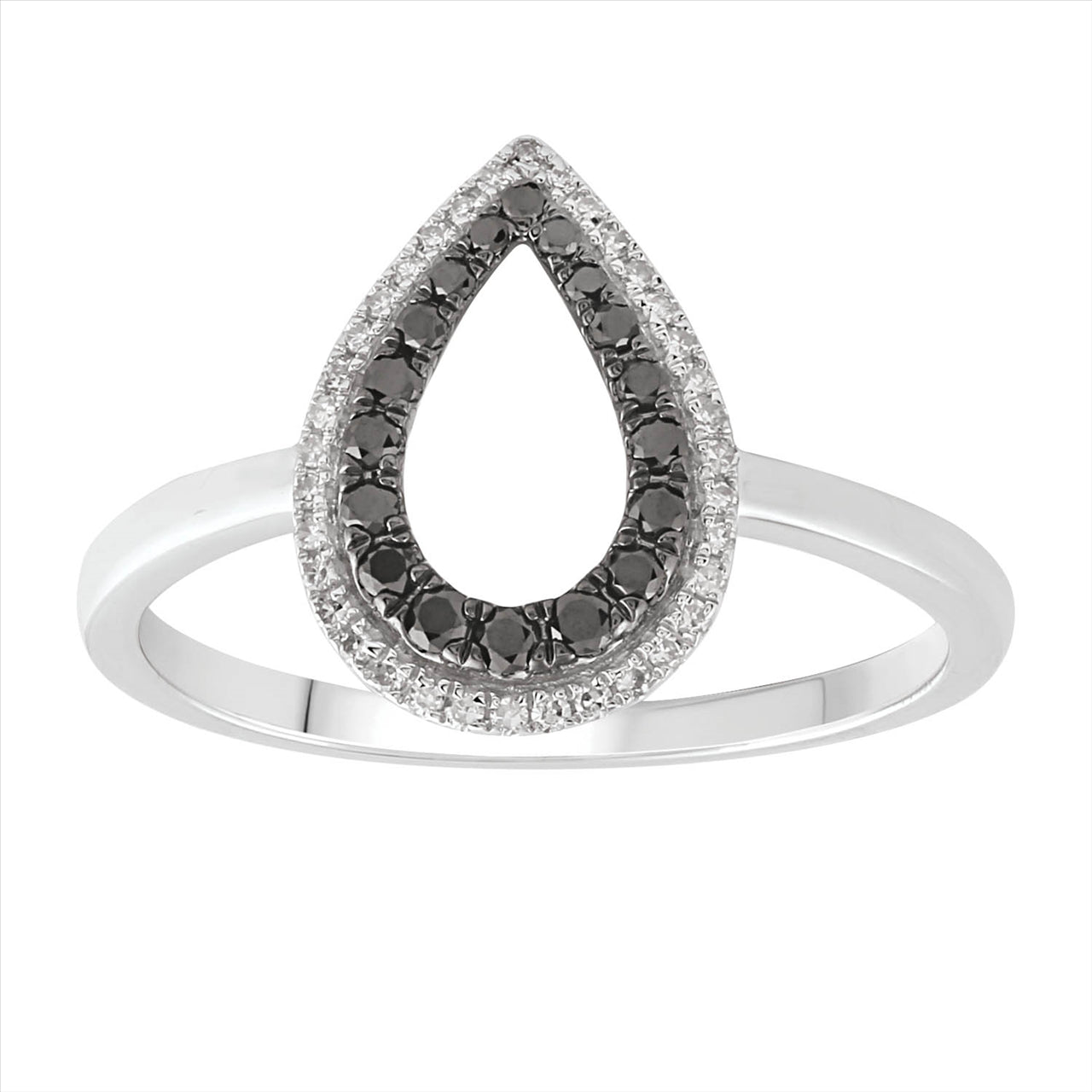 9Ct White Gold Black& White Diamond Ring