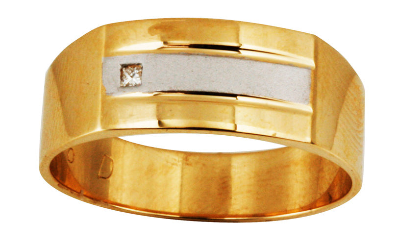 9Carat Yellow Gold 1X.02Ct Princes Cut Diamond Mens Ring