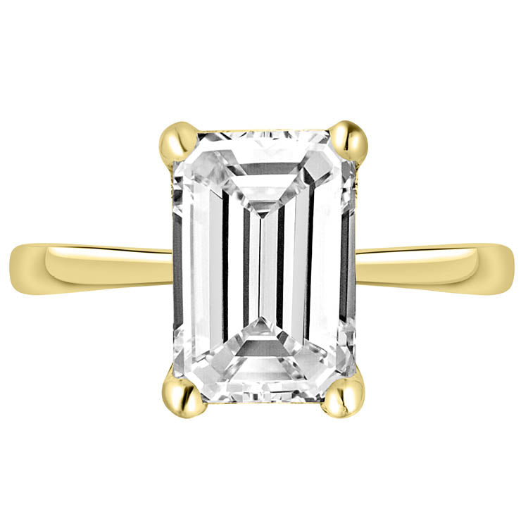 18Ct Yellow Gold 1.00Ct F Vs2 Emerald Cut Lab Grown Diamond Ring