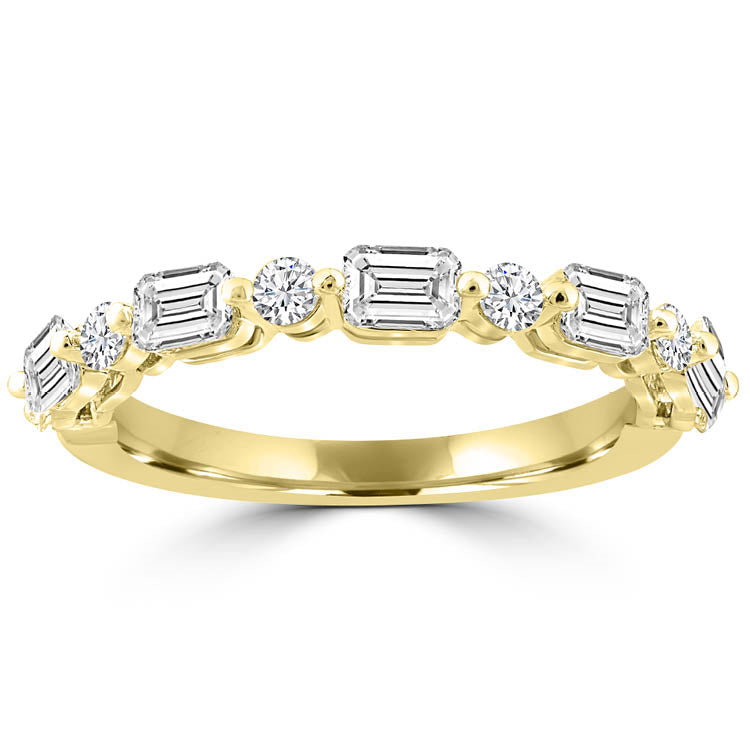 18Ct Yellow Gold 1.00Ct F Vs2 Baguette/Round Lab Grown Diamond Ring