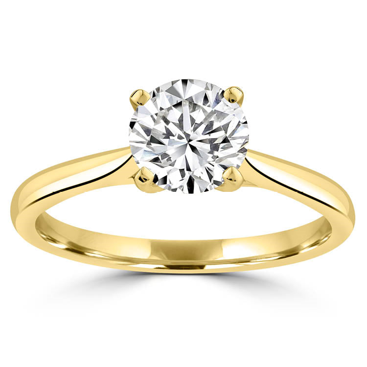 18Ct Yellow Gold 1.00Ct F Vs2 Round Lab Grown Diamond Ring