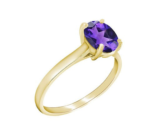 9Ct Yellow Gold Amethyst Ring(February) Birthstone