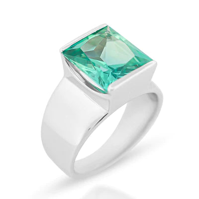 Freya Sterling Silver Grace Lab Grow Mint Sapphire Ring