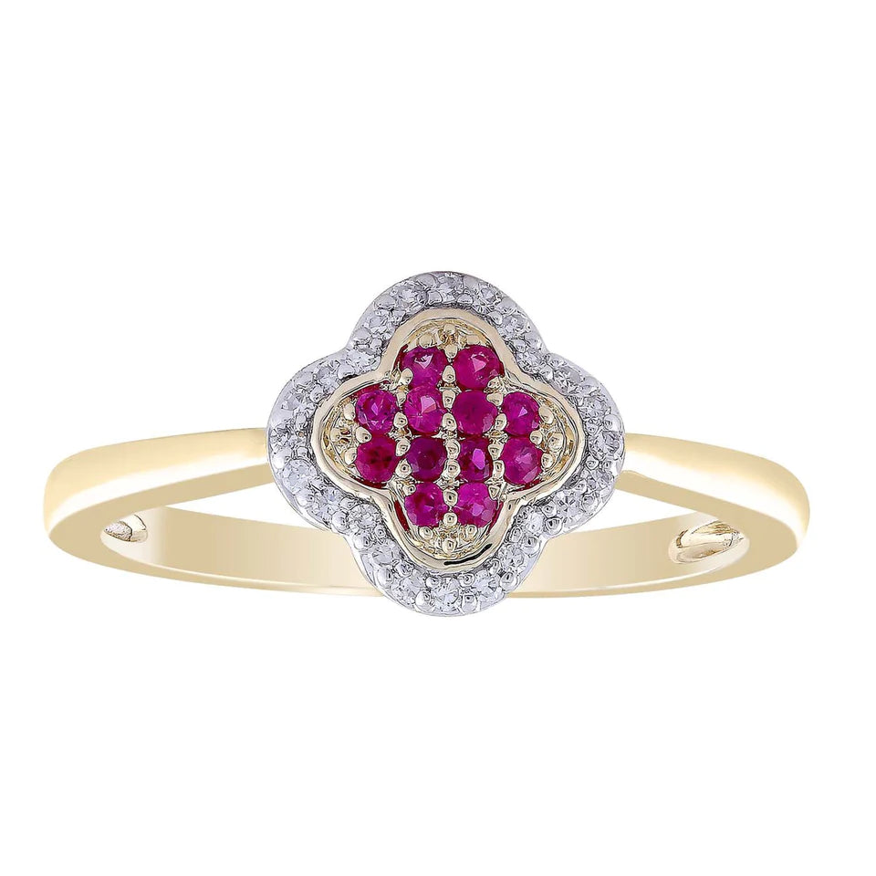 9Ct Yellow Gold 0.07Ct Ruby Hi I1 Diamond Ring