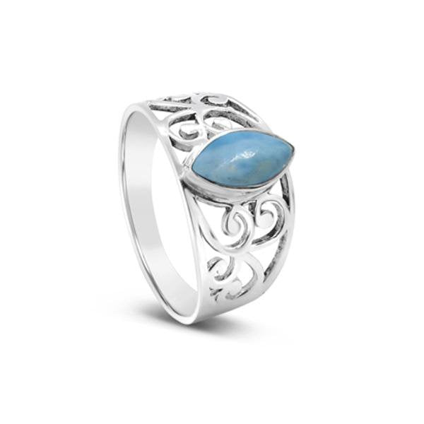 Sterling Silver Larimar Ring Size 8