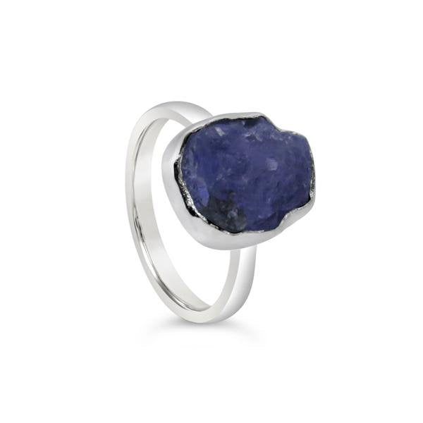 Sterling Silver Rough Tanzanite Bezel Set Ring