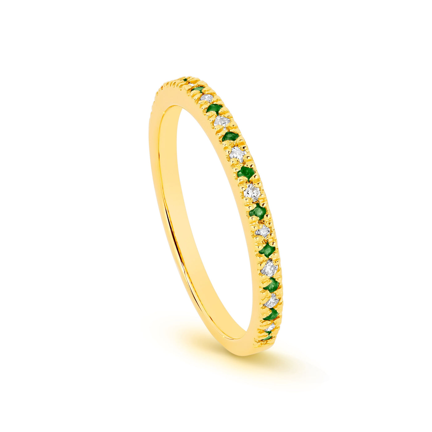 9Ct Yellow Gold Emerald & Diamond Anniversary Band Xmas23 2004