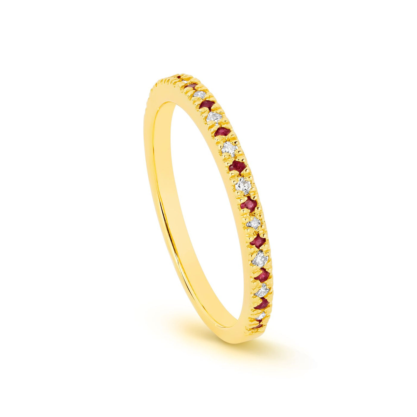 9Ct Yellow Gold 12X Jksi3 Diamond & Rubies Anniversary Band Xmas23 2003