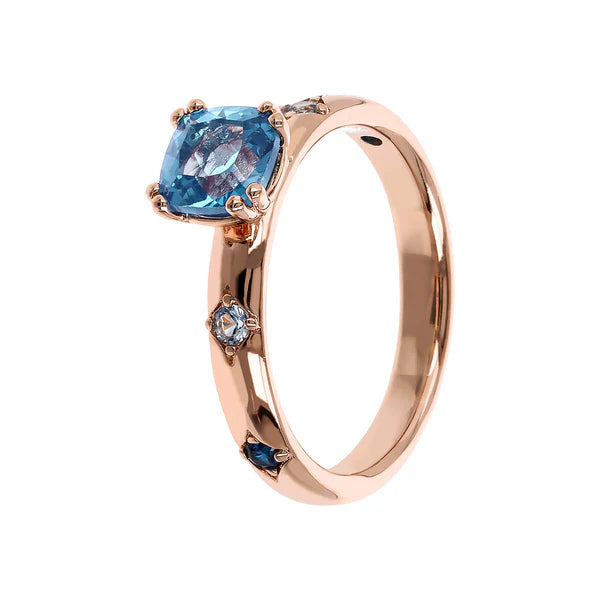 #4 Miss Ring Etoile With Blue Cz Rose Gold Plated