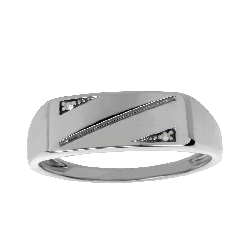 9 Carat White Gold Diamond Signet Ring