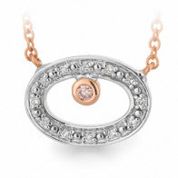 9K Wrw Pend Argyle Dia 1=0.015Ct Pink B Bezel 12=.024Ct Pinkd App. Bead Halo & White Chain