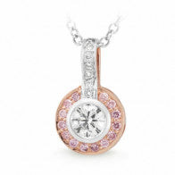 9Ct Rose Gold White&Pink Diamonds Pendant