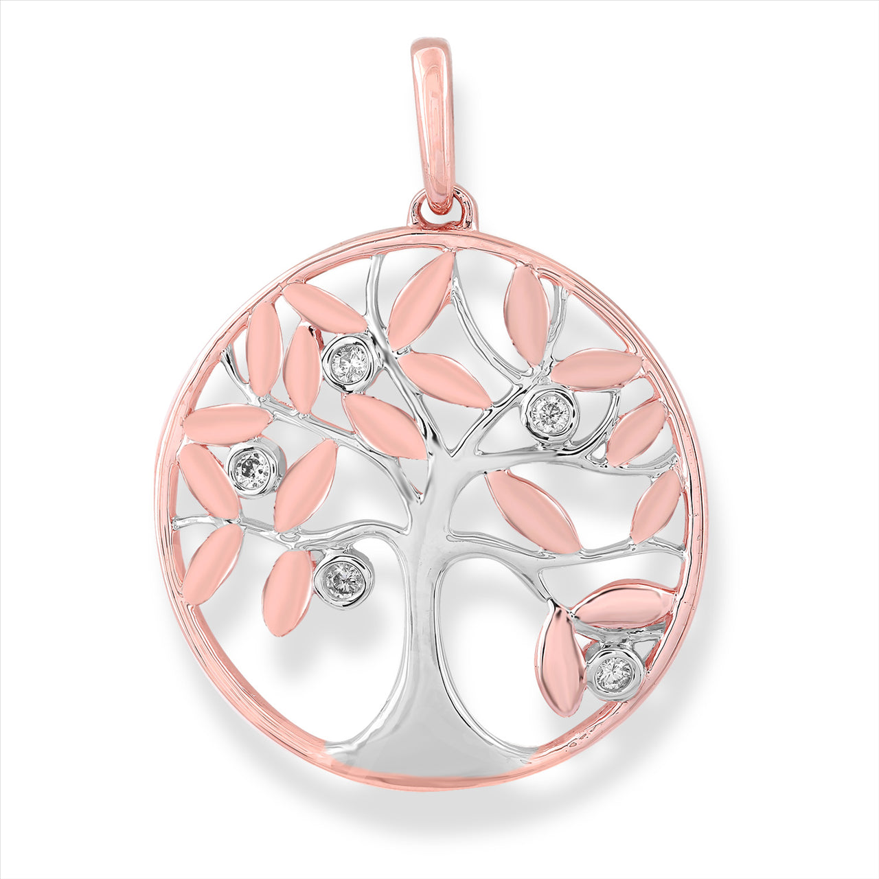9Ct Two Tone Rose &White Gold Diamond Pendant