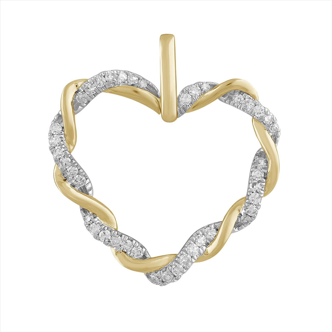 9Ct Two Tone Heart Diamond Pendant