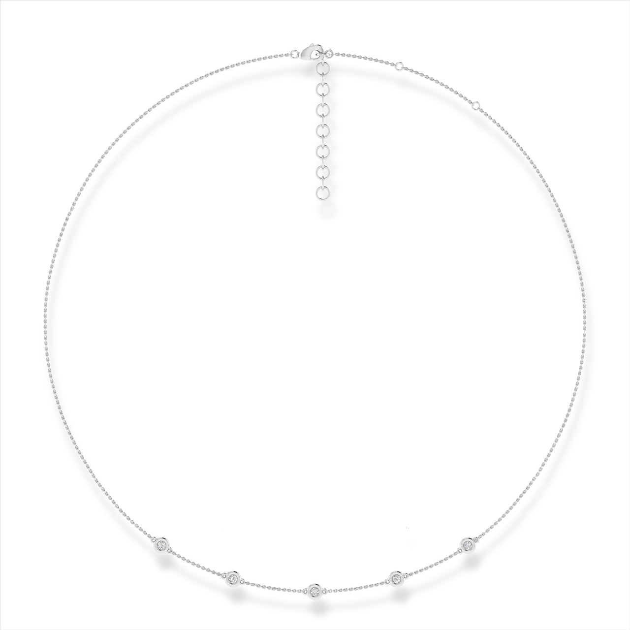 9Ct White Gold Bezel Set Diamond Necklet