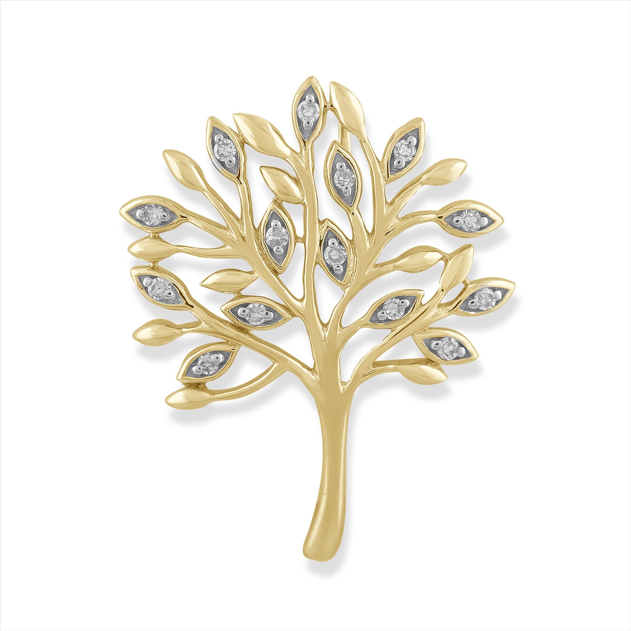9Ct Yellow Gold Diamond Tree Of Life Pendant