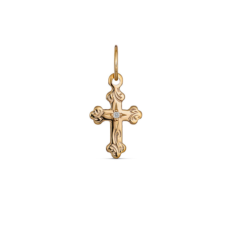 9Carat Yellow Gold Cross Set With A Diamond