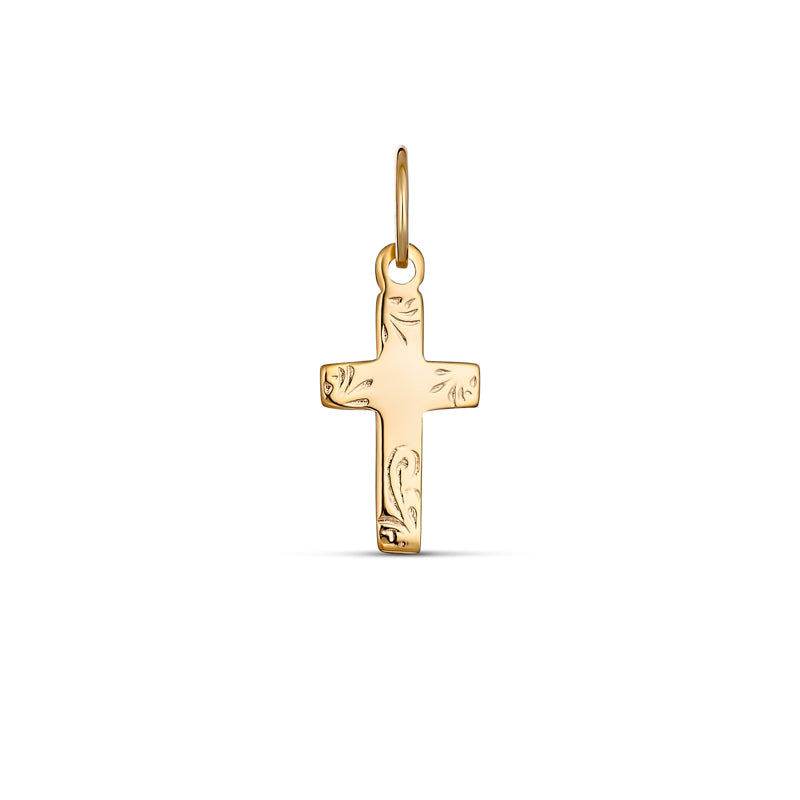 9Ct Yellow Gold Small Engraved Cross Pendant