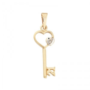 9Ct Yellow Gold Diamond 21St Key Pendant