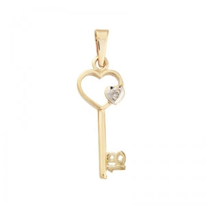 9Ct Yellow Gold Diamond 18Th Key Pendant