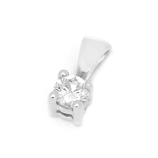 18Ct White Gold Claw Set Diamond Pendant 0.13 J/Si