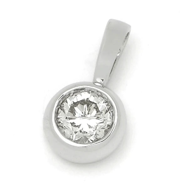 18Ct White Gold Bezel Set Diamond Pendant 0.13 J/Si