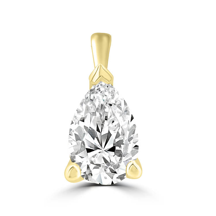 18Ct Yellow Gold 0.70Ct F Vs2 Pear Shaped Lab Grown Diamond Pendant