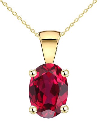 9Ct Yellow Gold Created Ruby Pendant ( July )