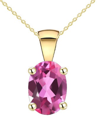 9Ct Yellow Gold Created Pink Sapphire Pendant ( October )