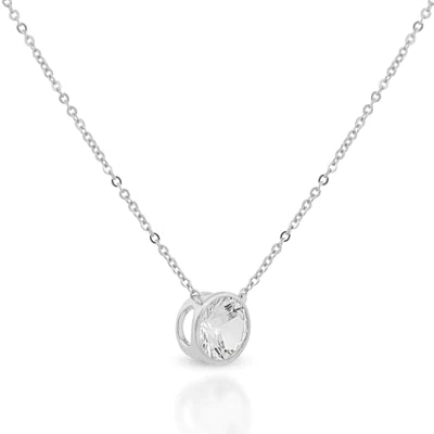 Freya Sterling Silver Clear Lab Grown Sapphire Floating Necklet