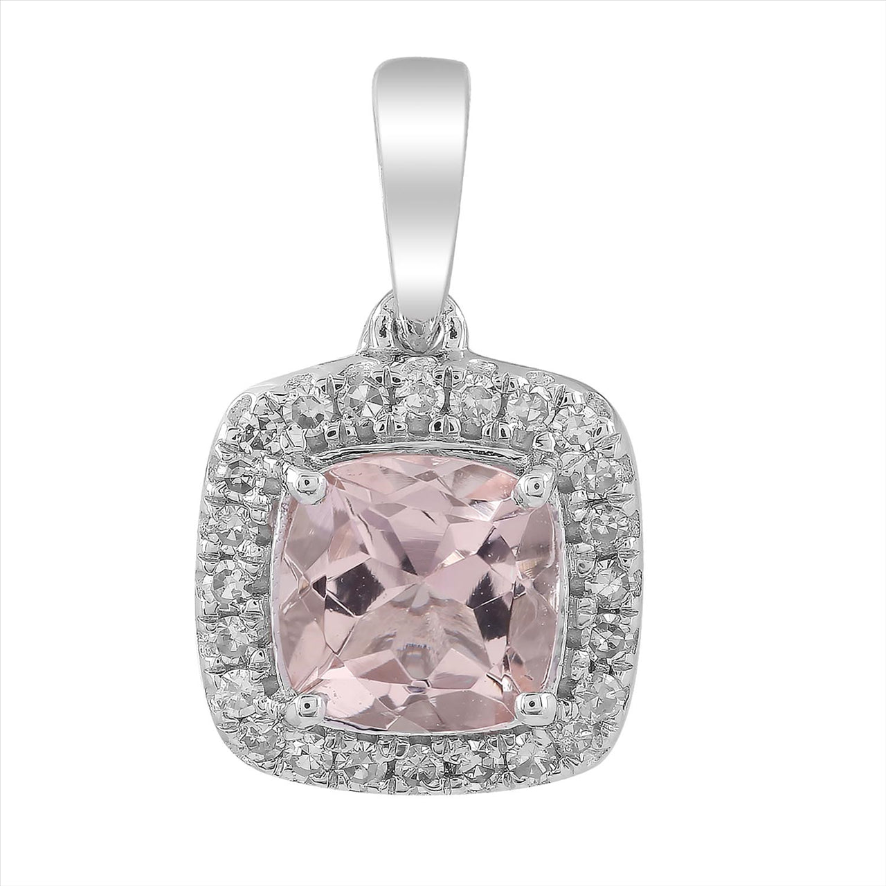 9Ct White Gold Borganite & Diamonds Pendant