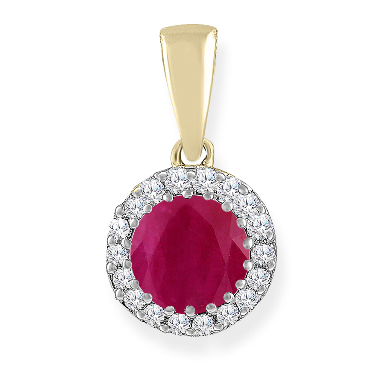 9Ct Yellow & White Gold Ruby & Diamond Pendant