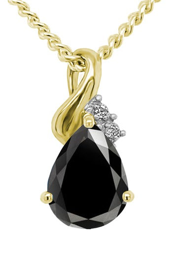 9Ct Yellow Gold Black Sapphire Diamond Pendant