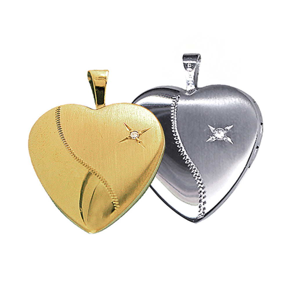 9Ct Yg/Wg D'Sided Dia Heart Locket