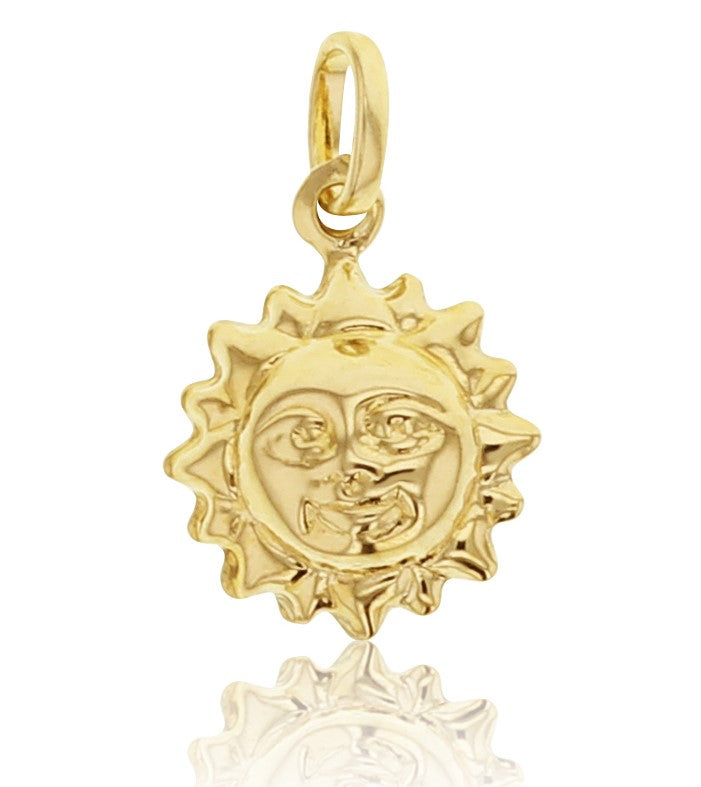 9Carat Yellow Gold Double Smiling Sun Pendant