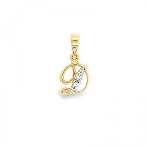 9 Carar Yellow Gold Diamond Initial Pendant ( D )