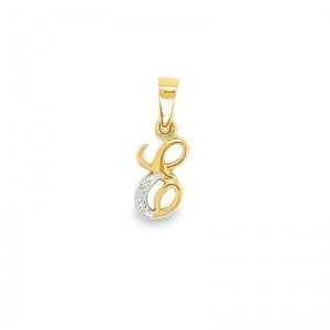 9 Carat Yellow Gold Diamond Initial Pendant ( E )