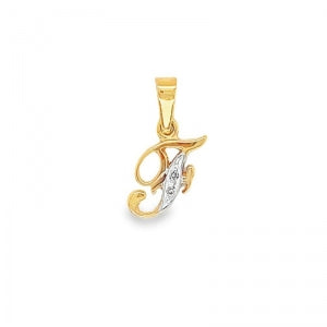 9 Carat Yellow Gold Diamond Initial Pendant ( F )