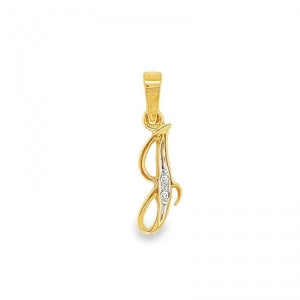9 Carat Yellow Gold Diamond Initial Pendant ( J )