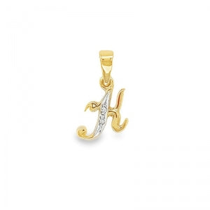 9 Carat Yellow Gold Diamond Initial Pendant ( K )