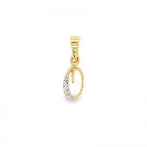 9 Carat Yellow Gold Diamond Initial Pendant ( O )