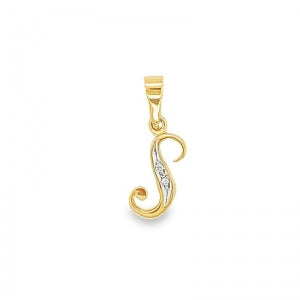 9 Carat Yellow Gold Diamond Initial Pendant ( S )
