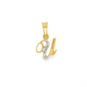 9 Carat Yellow Gold Diamond Initial Pendant (U )